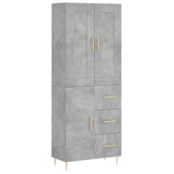 vidaXL Aparador alto madera contrachapada gris hormigón 69,5x34x180 cm