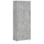 vidaXL Aparador alto madera contrachapada gris hormigón 69,5x34x180 cm