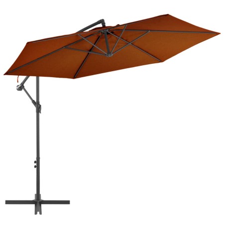 vidaXL Sombrilla voladiza con palo de aluminio terracota 300 cm