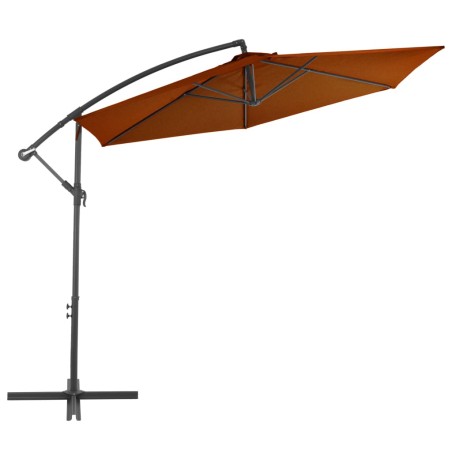 vidaXL Sombrilla voladiza con palo de aluminio terracota 300 cm