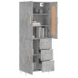 vidaXL Aparador alto madera contrachapada gris hormigón 69,5x34x180 cm