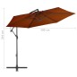 vidaXL Sombrilla voladiza con palo de aluminio terracota 300 cm vidaXL Sombrilla voladiza con palo de aluminio terracota 300 cm