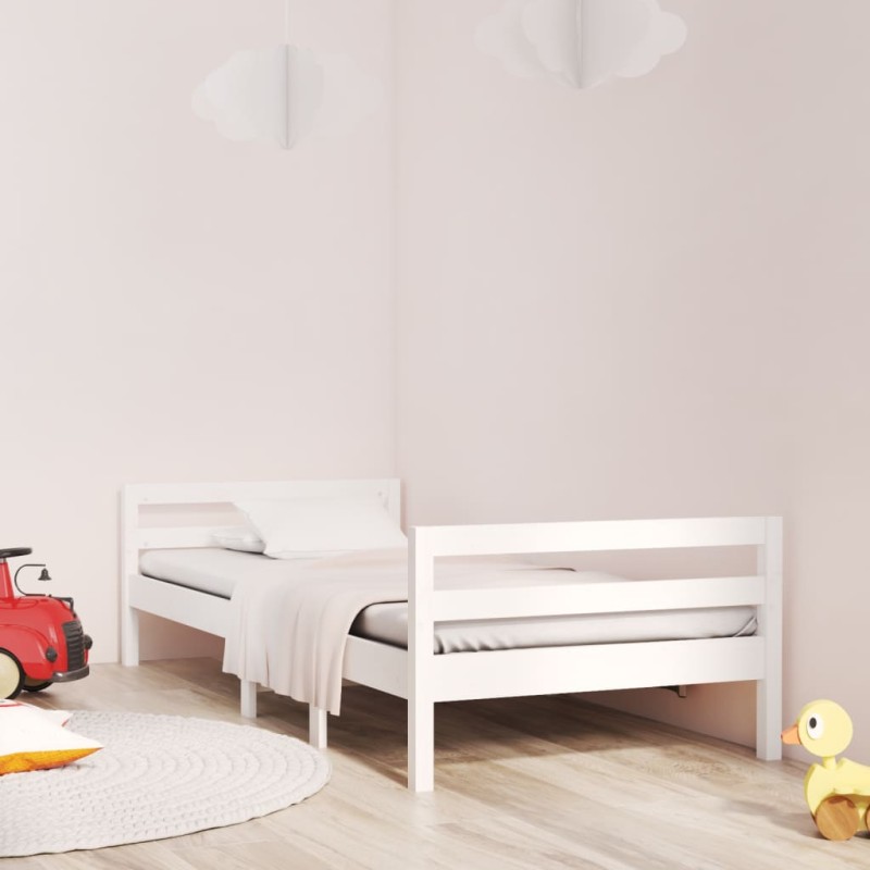 vidaXL Estructura de cama madera maciza de pino blanco 90x200 cm vidaXL Estructura de cama madera maciza de pino blanco 90x200 cm