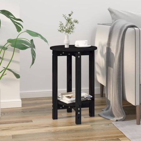 vidaXL Mesa de centro de madera maciza de pino negro Ø40x60 cm