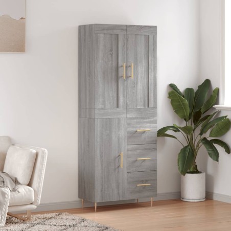vidaXL Aparador alto madera contrachapada gris sonoma 69,5x34x180 cm