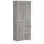 vidaXL Aparador alto madera contrachapada gris sonoma 69,5x34x180 cm