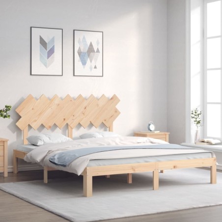 vidaXL Estructura de cama con cabecero madera maciza 160x200 cm