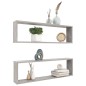 vidaXL Estante cubo pared 2uds contrachapado gris hormigón 100x15x30cm vidaXL Estante cubo pared 2uds contrachapado gris hormigón 100x15x30cm