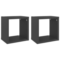 vidaXL Estantes cubo de pared 2 unidades gris 22x15x22 cm