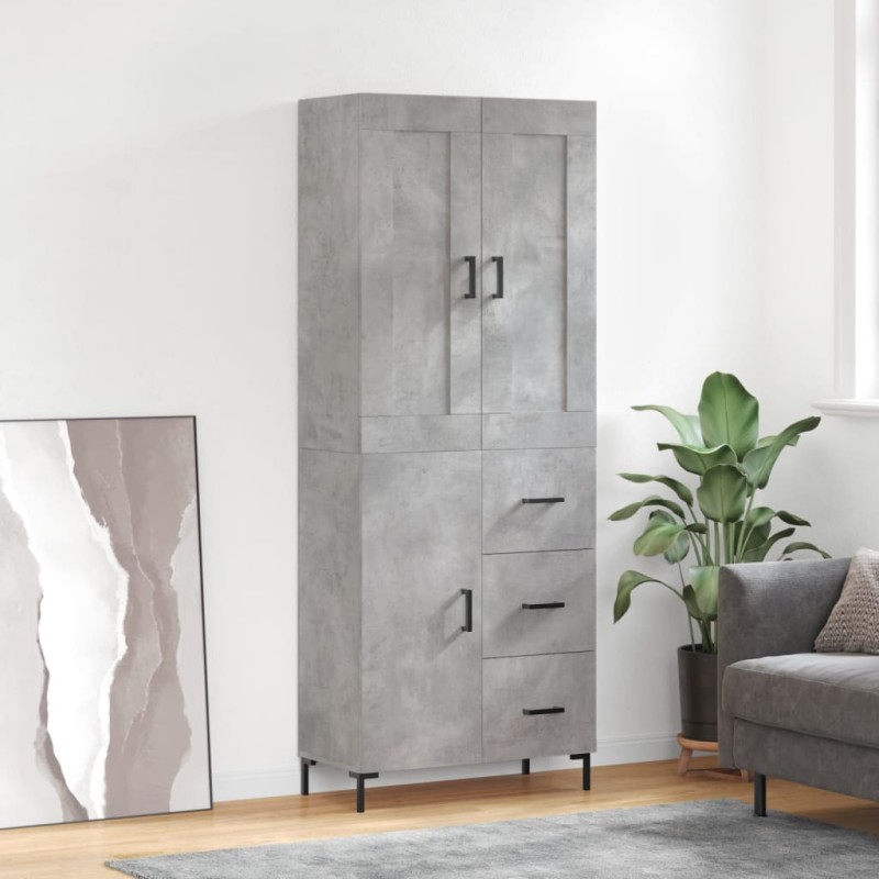 vidaXL Aparador alto madera contrachapada gris hormigón 69,5x34x180 cm vidaXL Aparador alto madera contrachapada gris hormigón 69,5x34x180 cm