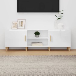 vidaXL Mueble TV madera contrachapada blanco brillante 150x30x50 cm 