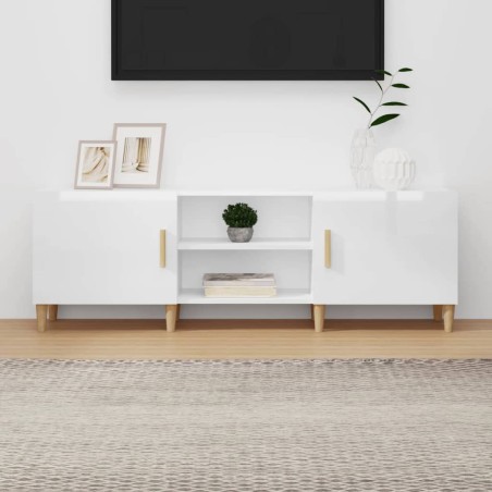 vidaXL Mueble TV madera contrachapada blanco brillante 150x30x50 cm 