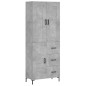 vidaXL Aparador alto madera contrachapada gris hormigón 69,5x34x180 cm vidaXL Aparador alto madera contrachapada gris hormigón 69,5x34x180 cm