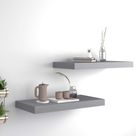 vidaXL Estantes flotantes de pared 2 uds MDF gris 50x23x3,8 cm