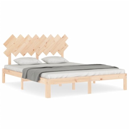 vidaXL Estructura de cama con cabecero madera maciza 160x200 cm