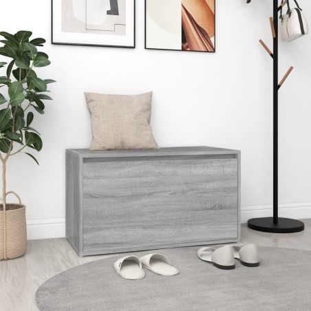 vidaXL Banco pasillo madera contrachapada gris Sonoma 80x40x45 cm