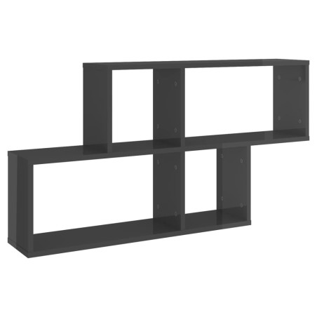 vidaXL Estante de pared madera contrachapada gris brillo 100x18x53 cm