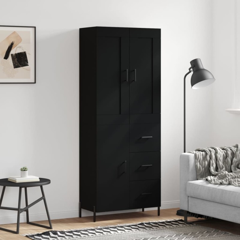 vidaXL Aparador alto madera contrachapada negro 69,5x34x180 cm vidaXL Aparador alto madera contrachapada negro 69,5x34x180 cm
