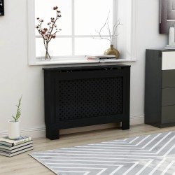 vidaXL Cubierta para radiador MDF negro 112x19x81,5 cm