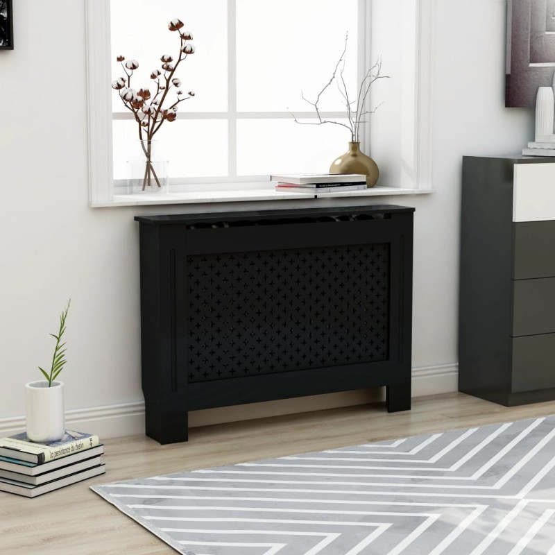 vidaXL Cubierta para radiador MDF negro 112x19x81,5 cm vidaXL Cubierta para radiador MDF negro 112x19x81,5 cm