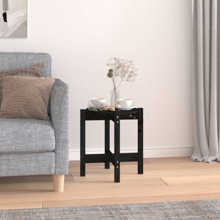 vidaXL Mesa de centro de madera maciza de pino negro Ø42,5x45 cm