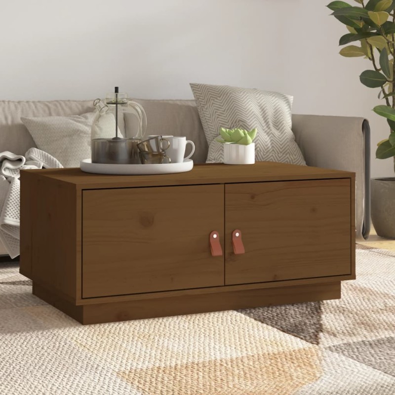 vidaXL Mesa de centro madera maciza de pino marrón miel 80x50x35 cm vidaXL Mesa de centro madera maciza de pino marrón miel 80x50x35 cm