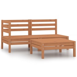 vidaXL Set de muebles de jardín 3 pzas madera maciza pino marrón miel