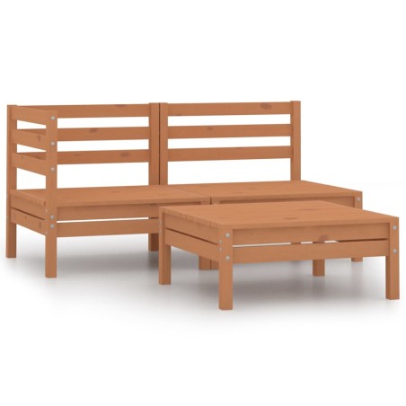 vidaXL Set de muebles de jardín 3 pzas madera maciza pino marrón miel