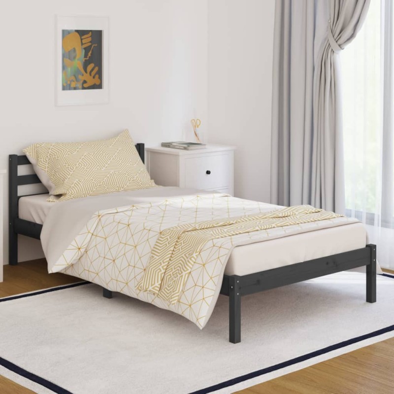 vidaXL Estructura de cama madera maciza de pino gris 100x200 cm