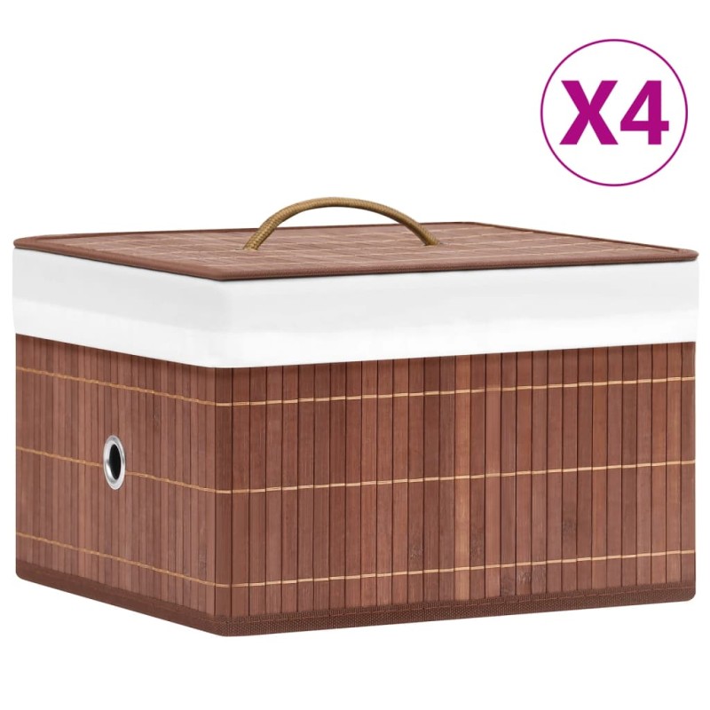 vidaXL Cajas de almacenamiento de bambú 4 unidades marrón vidaXL Cajas de almacenamiento de bambú 4 unidades marrón