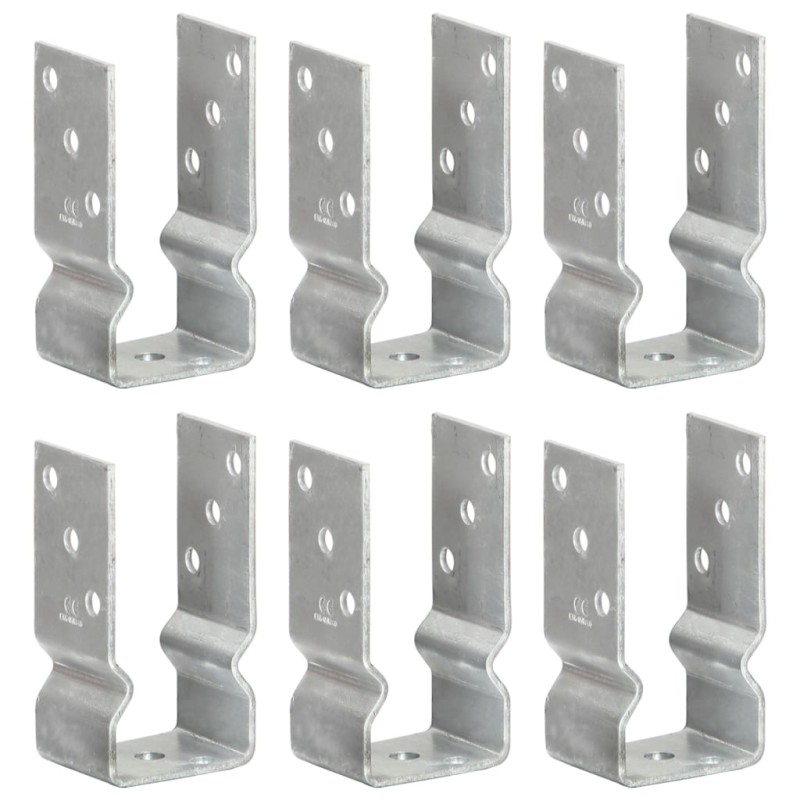 vidaXL Anclajes de valla 6 uds acero galvanizado plateado 7x6x15 cm vidaXL Anclajes de valla 6 uds acero galvanizado plateado 7x6x15 cm