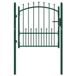 vidaXL Puerta de valla con picos acero verde 100x100 cm