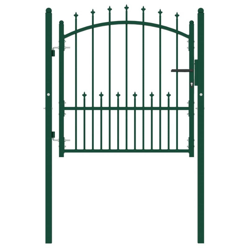 vidaXL Puerta de valla con picos acero verde 100x100 cm vidaXL Puerta de valla con picos acero verde 100x100 cm
