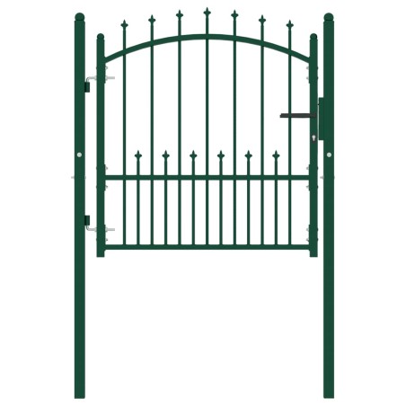 vidaXL Puerta de valla con picos acero verde 100x100 cm