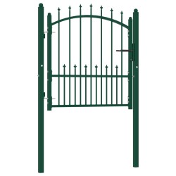 vidaXL Puerta de valla con picos acero verde 100x100 cm