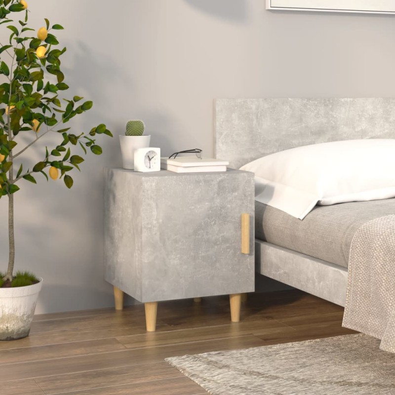vidaXL Mesita de noche madera contrachapada gris hormigón vidaXL Mesita de noche madera contrachapada gris hormigón