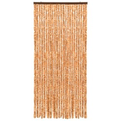 vidaXL Cortina mosquitera chenilla ocre y blanco 90x220 cm 