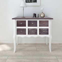 vidaXL Mueble consola con 6 cajones madera marrón y blanco