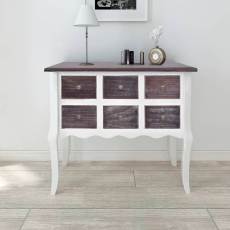 vidaXL Mueble consola con 6 cajones madera marrón y blanco