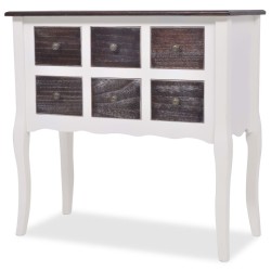 vidaXL Mueble consola con 6 cajones madera marrón y blanco