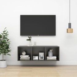 vidaXL Mueble de pared para TV madera contrachapada gris 37x37x107 cm