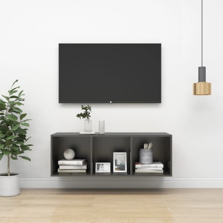 vidaXL Mueble de pared para TV madera contrachapada gris 37x37x107 cm
