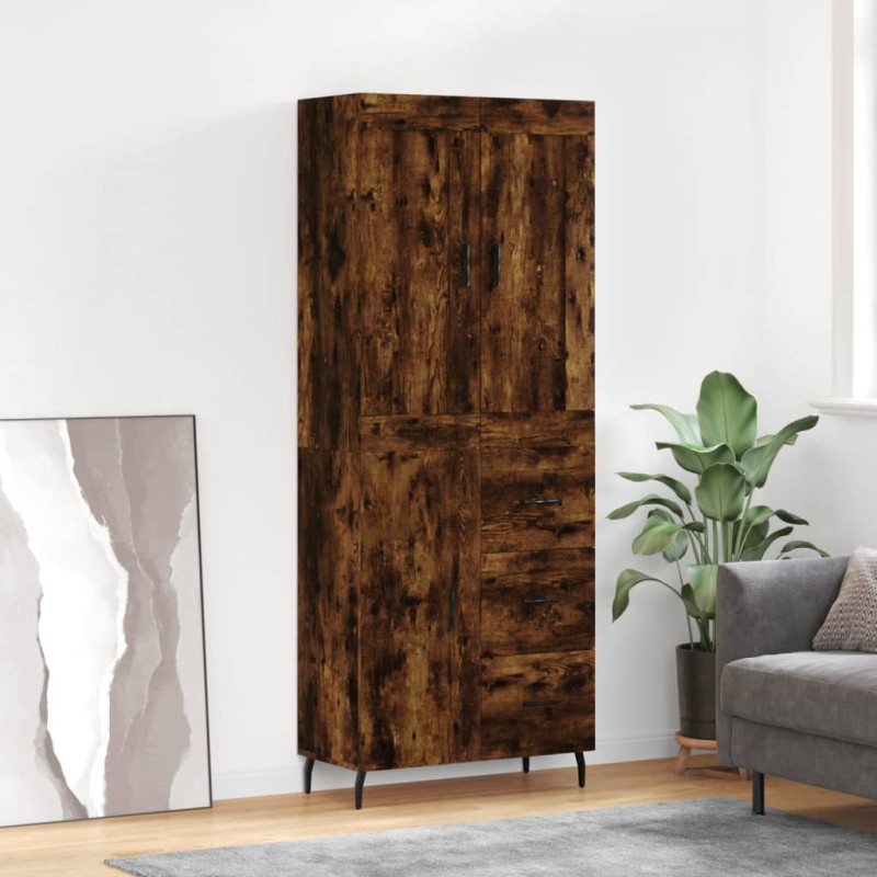 vidaXL Aparador alto madera contrachapada roble ahumado 69,5x34x180 cm vidaXL Aparador alto madera contrachapada roble ahumado 69,5x34x180 cm