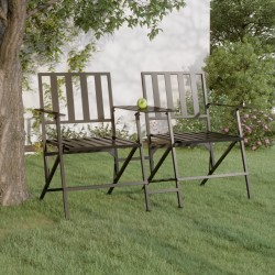 vidaXL Banco plegable de jardín de dos plazas 137 cm acero negro