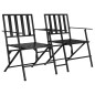 vidaXL Banco plegable de jardín de dos plazas 137 cm acero negro vidaXL Banco plegable de jardín de dos plazas 137 cm acero negro