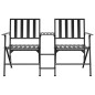 vidaXL Banco plegable de jardín de dos plazas 137 cm acero negro vidaXL Banco plegable de jardín de dos plazas 137 cm acero negro