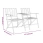 vidaXL Banco plegable de jardín de dos plazas 137 cm acero negro vidaXL Banco plegable de jardín de dos plazas 137 cm acero negro