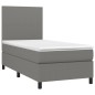vidaXL Cama box spring colchón y luces LED tela gris oscuro 90x200 cm vidaXL Cama box spring colchón y luces LED tela gris oscuro 90x200 cm