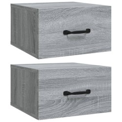 vidaXL Mesitas de noche de pared 2 uds color gris Sonoma 35x35x20 cm  