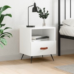 vidaXL Mesita de noche madera de ingeniería blanco brillo 40x35x47,5cm